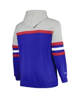 Men's Mitchell & Ness Heather Gray, Royal Buffalo Bills Big and Tall Head Coach Pullover Hoodie