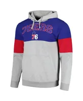 Men's Fanatics Royal Philadelphia 76ers Contrast Pieced Pullover Hoodie