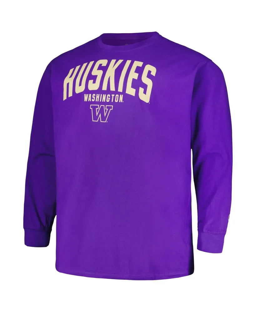 Men's Champion Purple Washington Huskies Big and Tall Arch Long Sleeve T-shirt