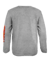 Big Boys Heather Gray Clemson Tigers 2-Hit For My Team Long Sleeve T-shirt