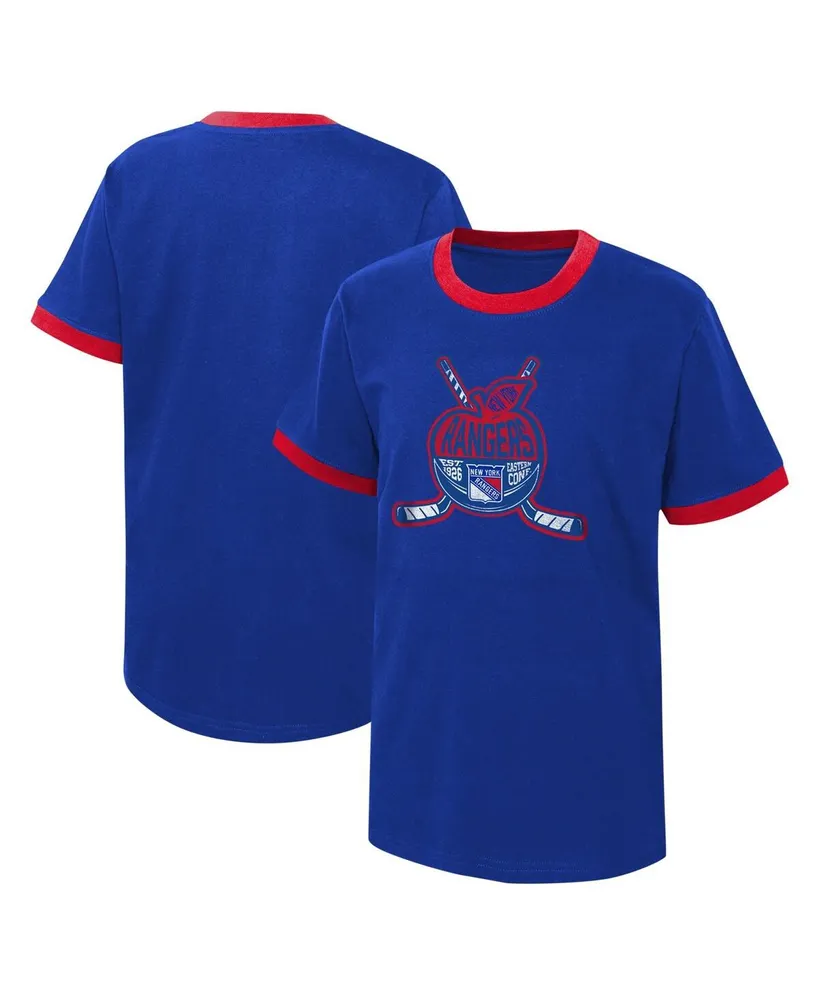 Outerstuff Big Boys Blue Distressed New York Rangers Ice City T-shirt