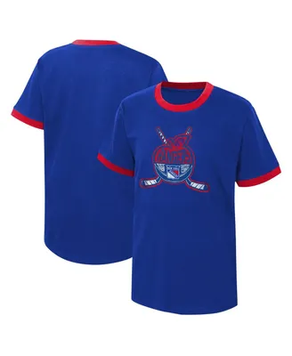 Big Boys Blue Distressed New York Rangers Ice City T-shirt