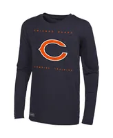 Men's Navy Chicago Bears Side Drill Long Sleeve T-shirt