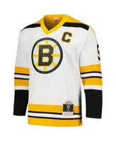 Men's Mitchell & Ness Johnny Bucyk White Boston Bruins 1973/74 Blue Line Player Jersey