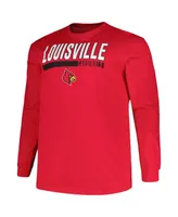 Men's Profile Red Louisville Cardinals Big and Tall Two-Hit Long Sleeve T-shirt