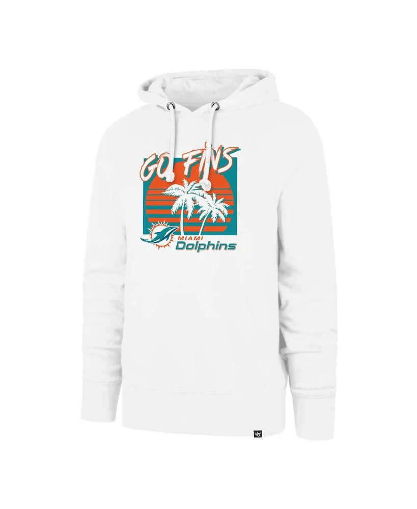 Men's '47 Brand White Miami Dolphins Go Fins Regional Headline Pullover Hoodie