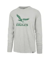 Men's '47 Brand Gray Distressed Philadelphia Eagles Premier Franklin Long Sleeve T-shirt