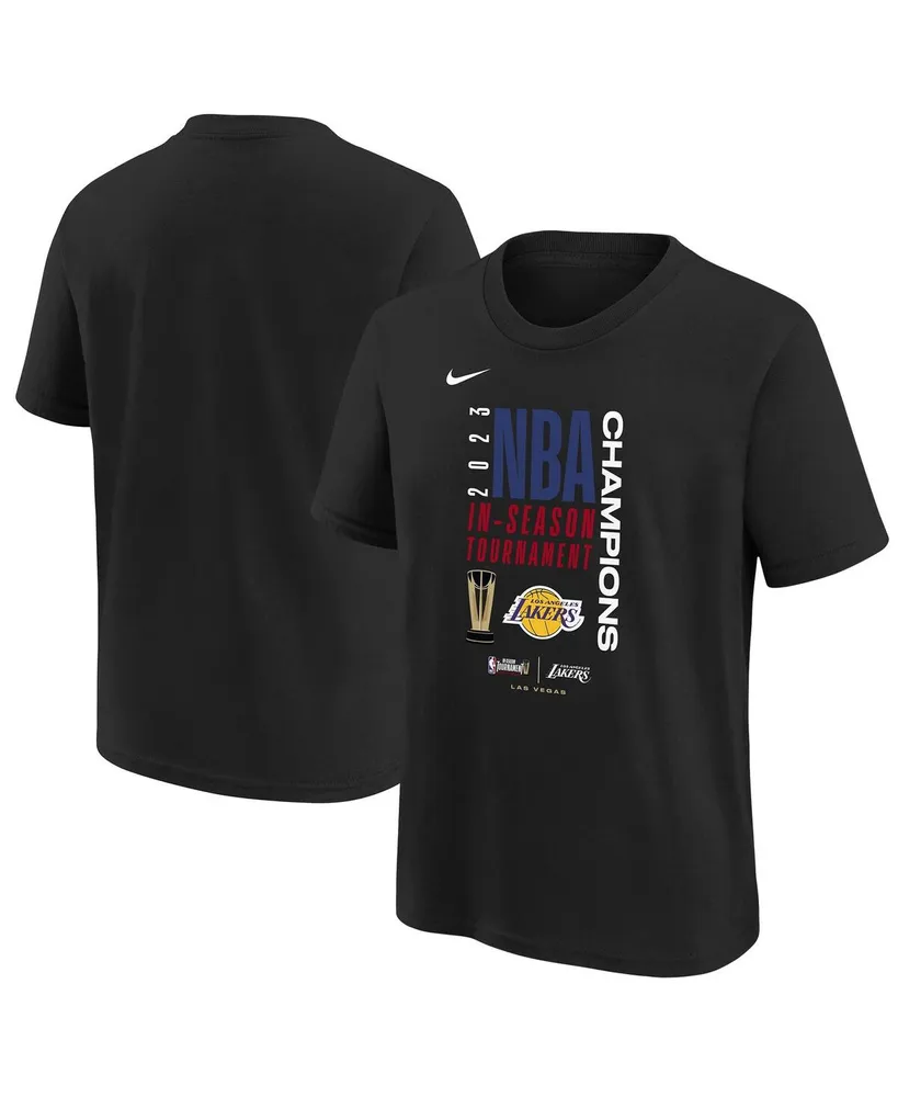 Big Boys Nike Black Los Angeles Lakers 2023 Nba In-Season Tournament Champions Locker Room T-shirt