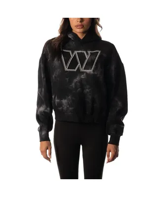 Women's The Wild Collective Black Washington Commanders Tie-Dye Cropped Pullover Hoodie