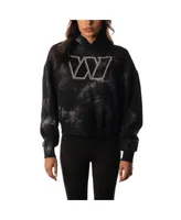 Women's The Wild Collective Black Washington Commanders Tie-Dye Cropped Pullover Hoodie