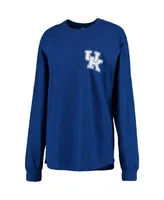 Women's Pressbox Royal Kentucky Wildcats Team Logo The Big Shirt Oversized Long Sleeve Shirt