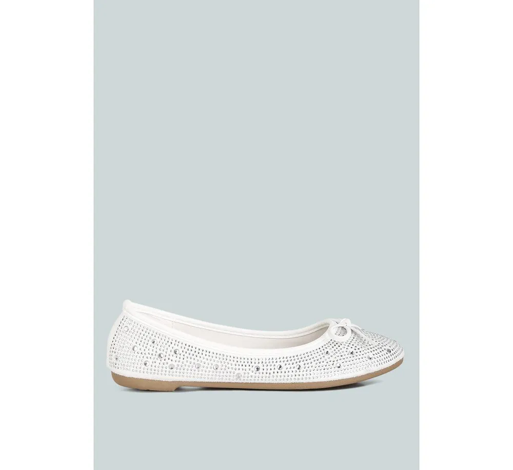 Women's hosana rhinestones and stud embellished ballet flats