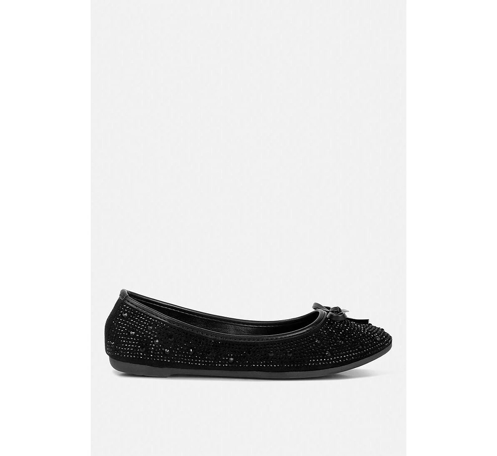 Women's hosana rhinestones and stud embellished ballet flats