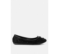 Women's hosana rhinestones and stud embellished ballet flats