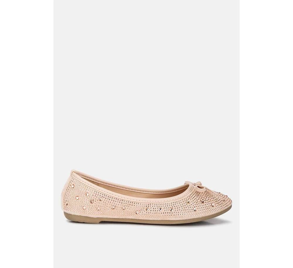 Women's hosana rhinestones and stud embellished ballet flats