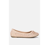 Women's hosana rhinestones and stud embellished ballet flats