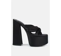 Women's Strobing Knotted Chunky Platform Heels sandals