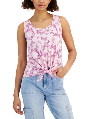 Rebellious One Juniors' Butterfly Tie-Front Tank Top