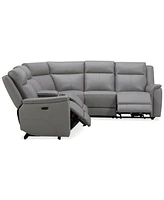 Addyson 117" 6-Pc. Leather Sectional with 3 Zero Gravity Recliners Power Headrests & 1 Console, Created for Macy's