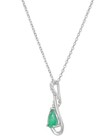 Emerald (5/8 ct. t.w.) & Diamond Accent Teardrop 18" Pendant Necklace in 10k White Gold