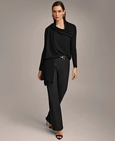 Donna Karan Women's Long-Sleeve Drape-Front Cardigan