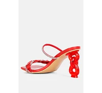 Womens Big Plan Diamante Detail Mid Heel Sandals