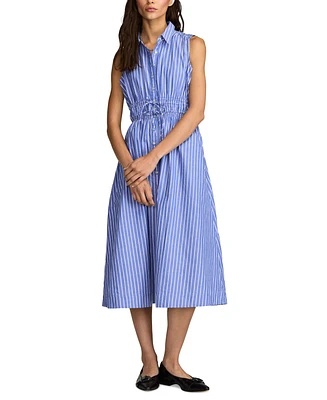 Lucky Brand Women's Striped Cotton Cinched-Waist Shirtdress