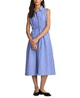 Lucky Brand Women's Striped Cotton Cinched-Waist Shirtdress