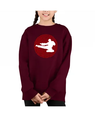 Types Of Martial Arts - Big Girl's Word Art Crewneck Sweatshirt