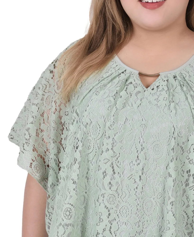 NY Collection Plus Size Sequin-Front Poncho Top - Macy's