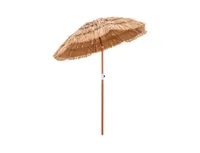6 Feet Thatched Patio Umbrella with Tilt Design and Carrying Bag
