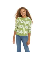 Child Girls Flower Sherpa Sweater