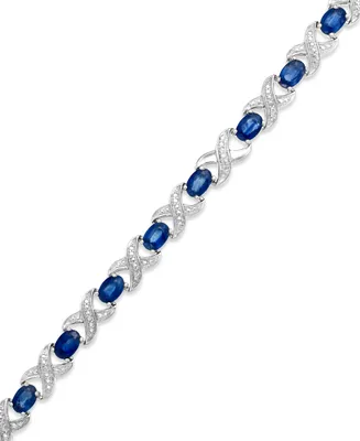 Gemstone and Diamond Accent Xo Bracelet Sterling Silver