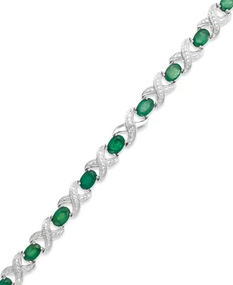 Gemstone and Diamond Accent Xo Bracelet Sterling Silver