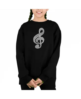 Music Note - Big Girl's Word Art Crewneck Sweatshirt