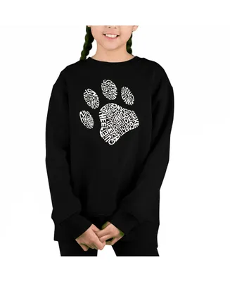 Dog Paw - Big Girl's Word Art Crewneck Sweatshirt