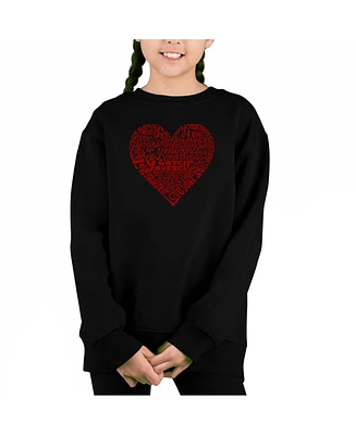 Love Yourself - Big Girl's Word Art Crewneck Sweatshirt