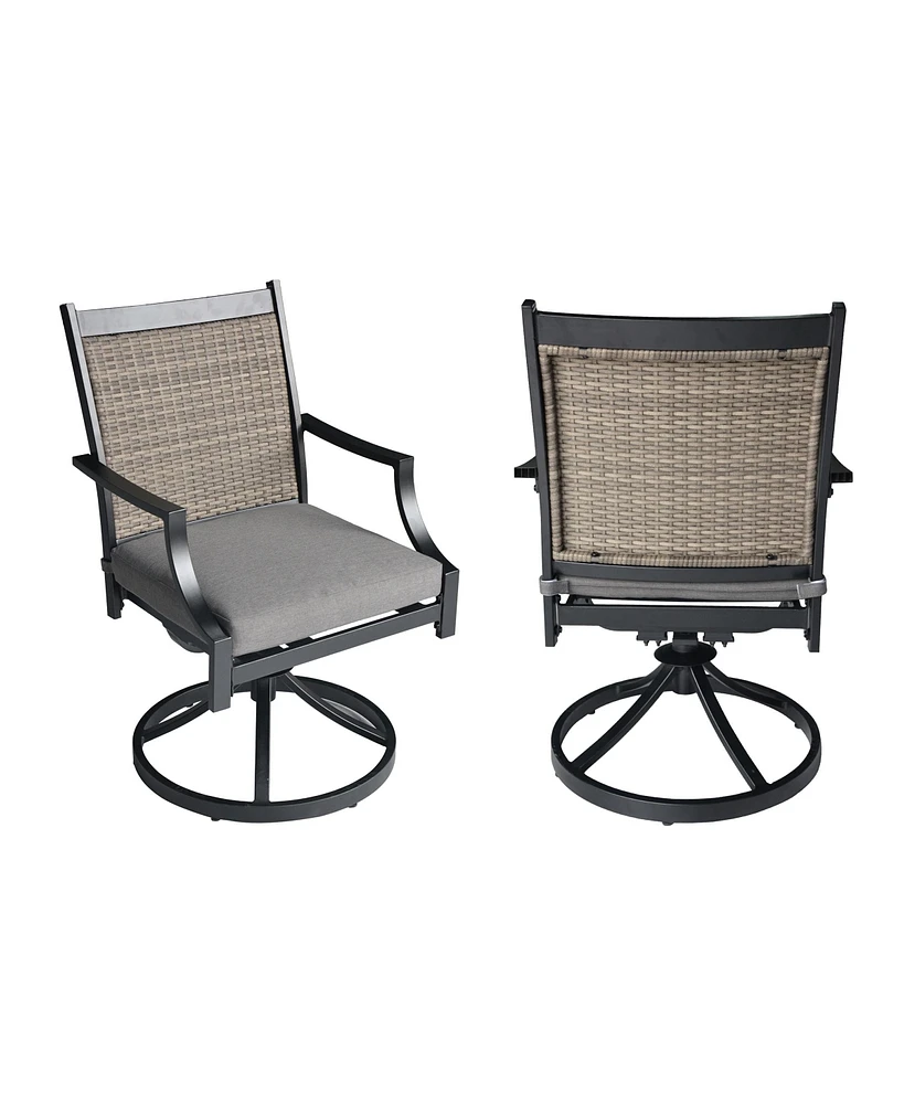 Mondawe Aluminum Outdoor Patio Swivel Dining Arm Chair (Set of 2), Brown