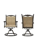 Mondawe 5-Piece Aluminum Outdoor Patio Dining Set with Swivel Armchairs, Brown