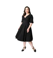 Plus Half Sleeve Surplice Delores Swing Dress