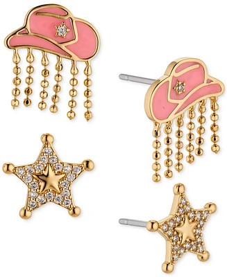 Ajoa by Nadri 2-Pc. Set Pave Cowboy Hat & Sheriff Star Stud Earrings