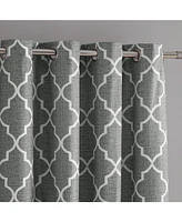 Kate Aurora 2 Piece 100% Full Blackout Trellis Grommet Top Window Curtain Panels