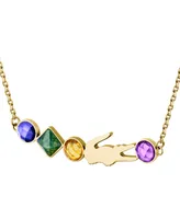 Lacoste Gold-Tone Deva Multicolor Stone Pendant Necklace, 17" + 2" extender