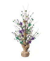 Glitzhome 21" H Lighted Mardi Gras Fleur-De-Lis Berry Table Tree