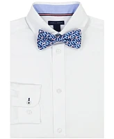 Tommy Hilfiger Big Boys Long Sleeve Stretch Solid Poplin Dress Shirt with Bow Tie