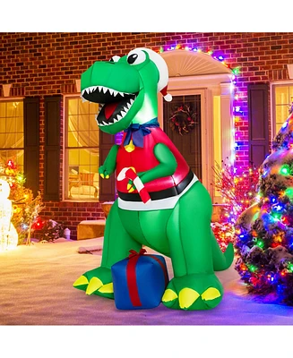 6FT Inflatable Christmas Dinosaur Dinosaur Decoration with Led Lights & Gift Box