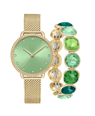 Jessica Carlyle Women's Quartz Gold-Tone Mesh Watch 34mm Gift Set