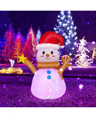 Costway 4 Ft Inflatable Christmas Snowman Blow-up Decoration with 360° Rotating Led Lights
