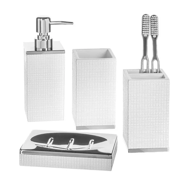 Creative Scents Estella 4 Piece Bathroom Set with Silver Base