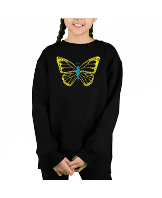Butterfly - Big Girl's Word Art Crewneck Sweatshirt